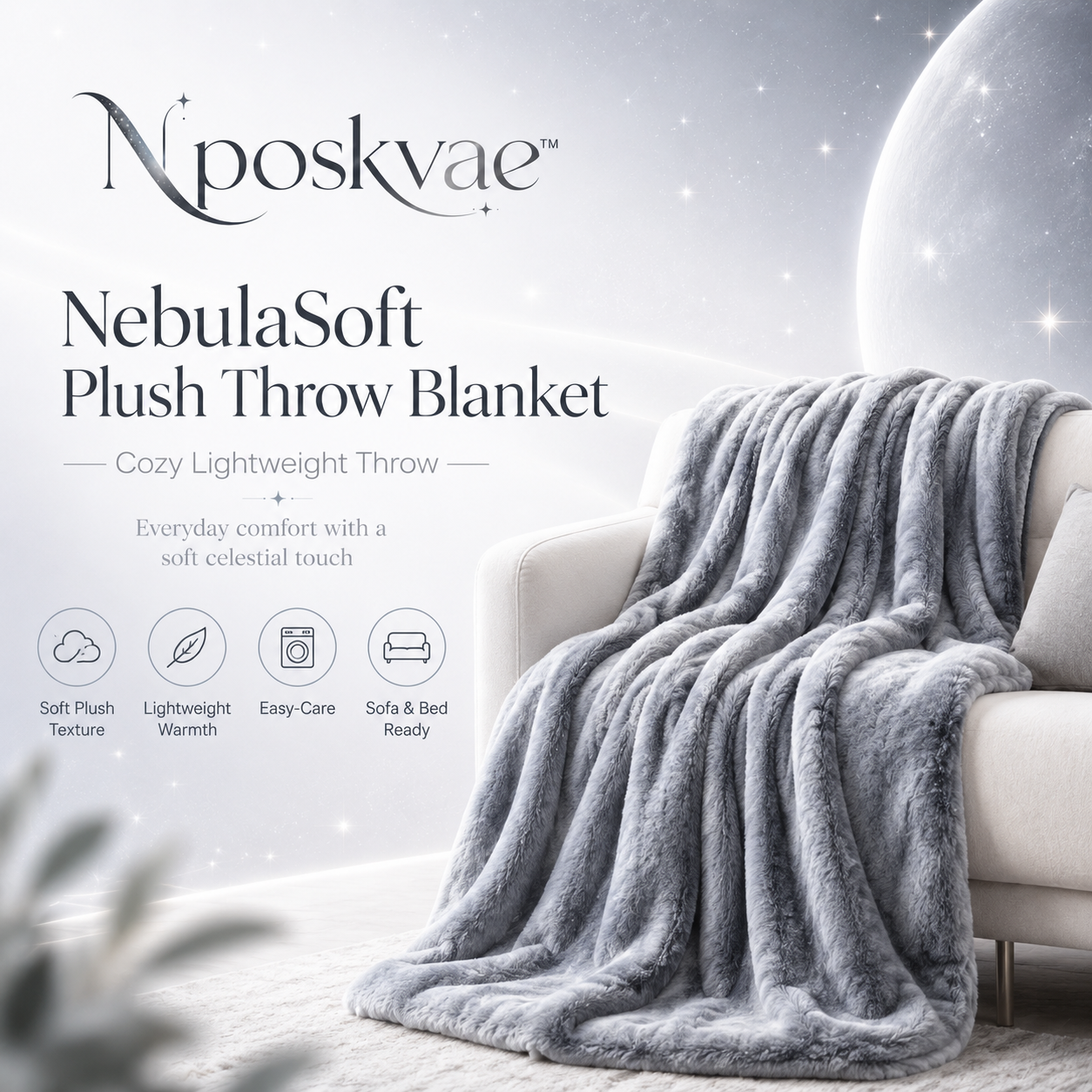 Nposkvae⢠NebulaSoft Plush Throw Blanket - Cozy Lightweight Sofa Bed and Living Room Blanket