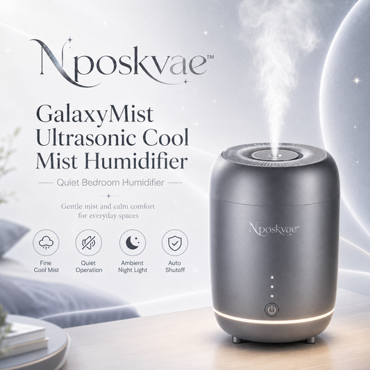 Nposkvae™ GalaxyMist Ultrasonic Cool Mist Humidifier - Quiet Bedroom Office Mist Diffuser